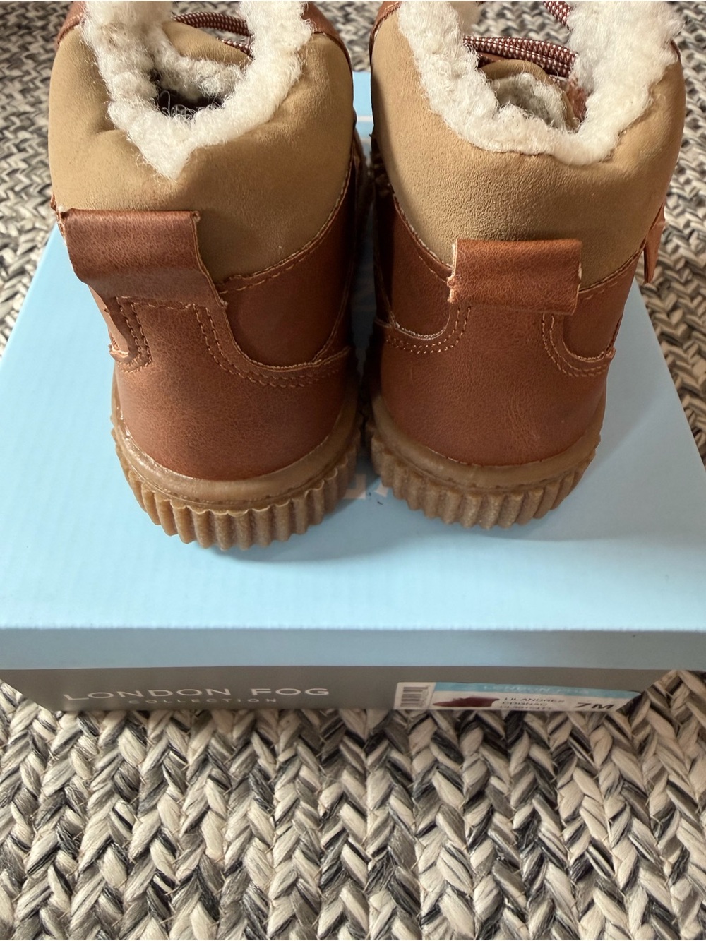 London Fog Lil Andres Cognac Toddler Boys Boots Sz 7M NWT - Picture 2 of 3